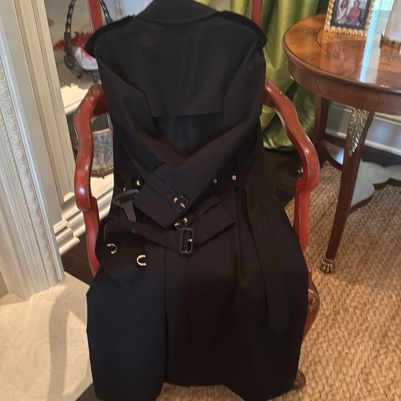 BURBERRY BRIDSTOW BLACK GABARDINE COTTON TRENCH COAT LEOPARD PRINTED LINING US 4 - Picture 13 of 15